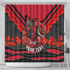 Personalised Essendon Bombers ANZAC Shower Curtain Military Remembrance Australian Football Mascot Camouflage