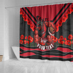 Personalised Essendon Bombers ANZAC Shower Curtain Military Remembrance Australian Football Mascot Camouflage