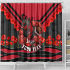 Personalised Essendon Bombers ANZAC Shower Curtain Military Remembrance Australian Football Mascot Camouflage