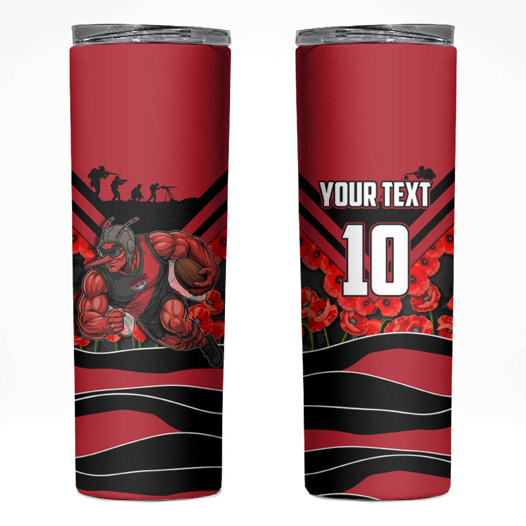 Personalised Essendon Bombers ANZAC Skinny Tumbler Military Remembrance Australian Football Mascot Camouflage