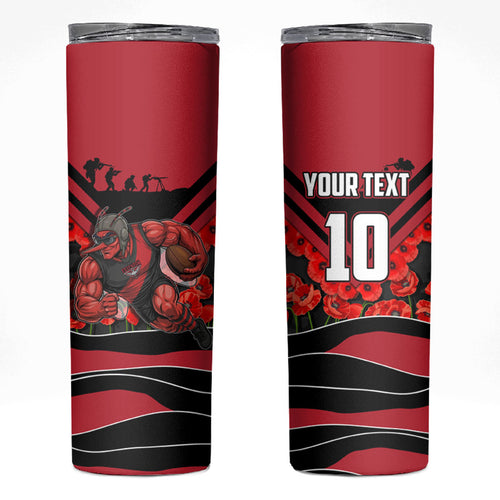 Personalised Essendon Bombers ANZAC Skinny Tumbler Military Remembrance Australian Football Mascot Camouflage