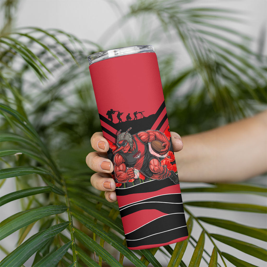 Personalised Essendon Bombers ANZAC Skinny Tumbler Military Remembrance Australian Football Mascot Camouflage