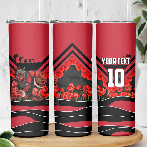 Personalised Essendon Bombers ANZAC Skinny Tumbler Military Remembrance Australian Football Mascot Camouflage