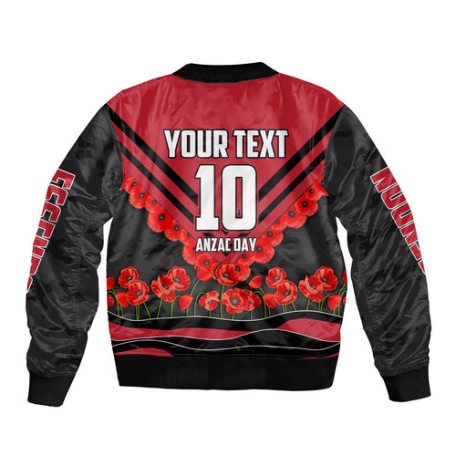 Personalised Essendon Bombers ANZAC Sleeve Zip Bomber Jacket Military Remembrance Australian Football Mascot Camouflage