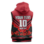 Personalised Essendon Bombers ANZAC Sleeveless Hoodie Military Remembrance Australian Football Mascot Camouflage