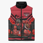 Personalised Essendon Bombers ANZAC Sleeveless Puffer Jacket Military Remembrance Australian Football Mascot Camouflage