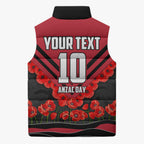 Personalised Essendon Bombers ANZAC Sleeveless Puffer Jacket Military Remembrance Australian Football Mascot Camouflage