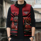 Personalised Essendon Bombers ANZAC Sleeveless Puffer Jacket Military Remembrance Australian Football Mascot Camouflage