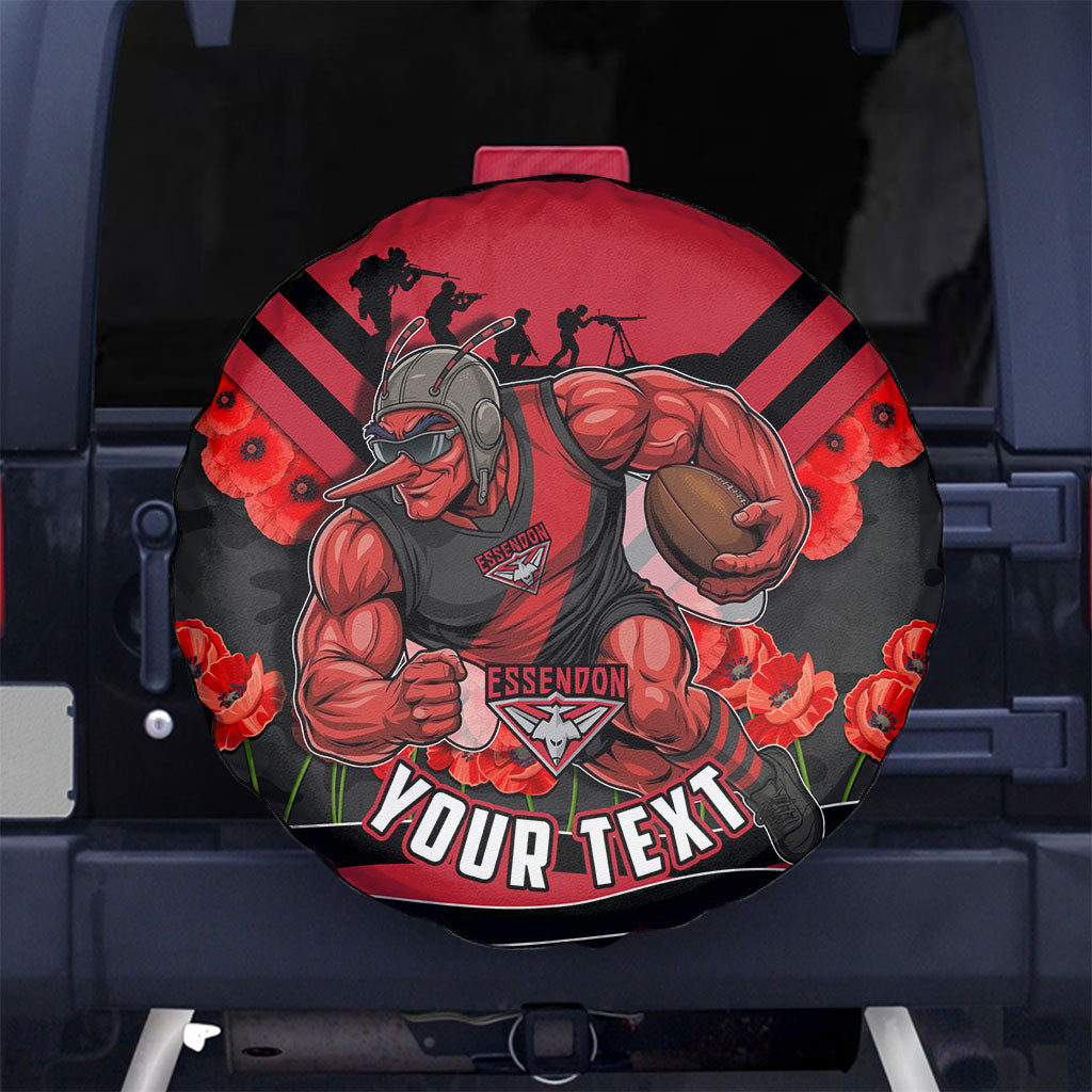 Personalised Essendon Bombers ANZAC Spare Tire Cover Military Remembrance Australian Football Mascot Camouflage