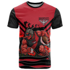 Personalised Essendon Bombers ANZAC T Shirt Military Remembrance Australian Football Mascot Camouflage