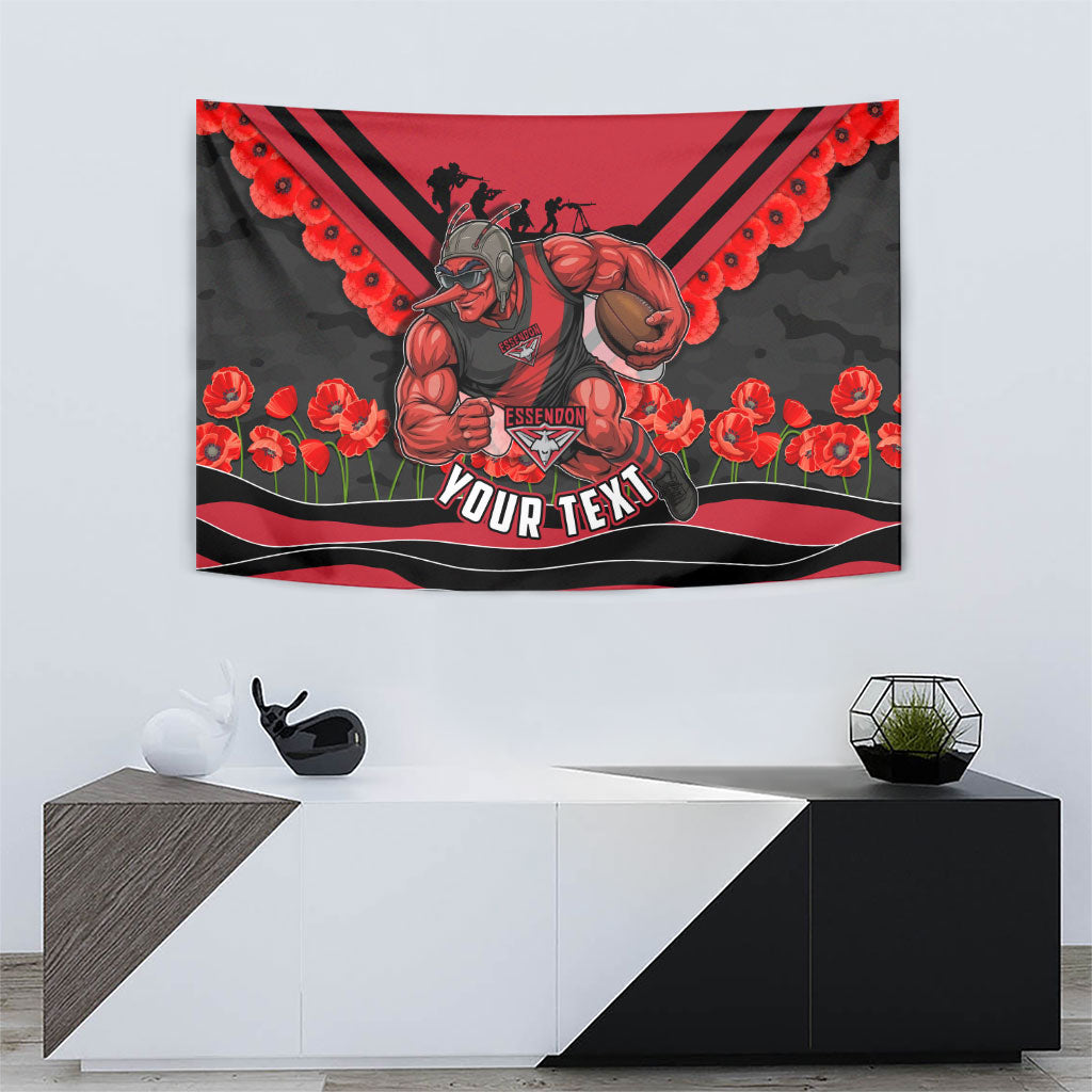 Personalised Essendon Bombers ANZAC Tapestry Military Remembrance Australian Football Mascot Camouflage