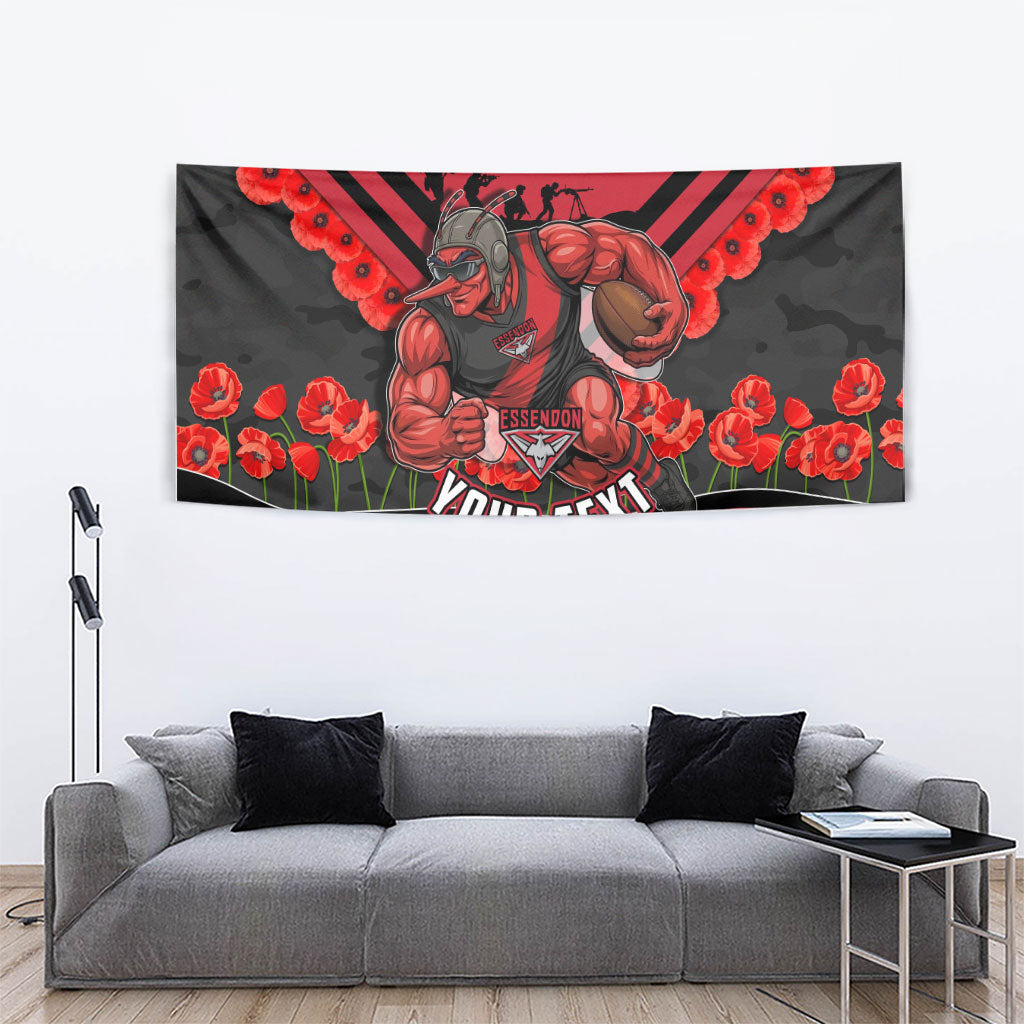 Personalised Essendon Bombers ANZAC Tapestry Military Remembrance Australian Football Mascot Camouflage