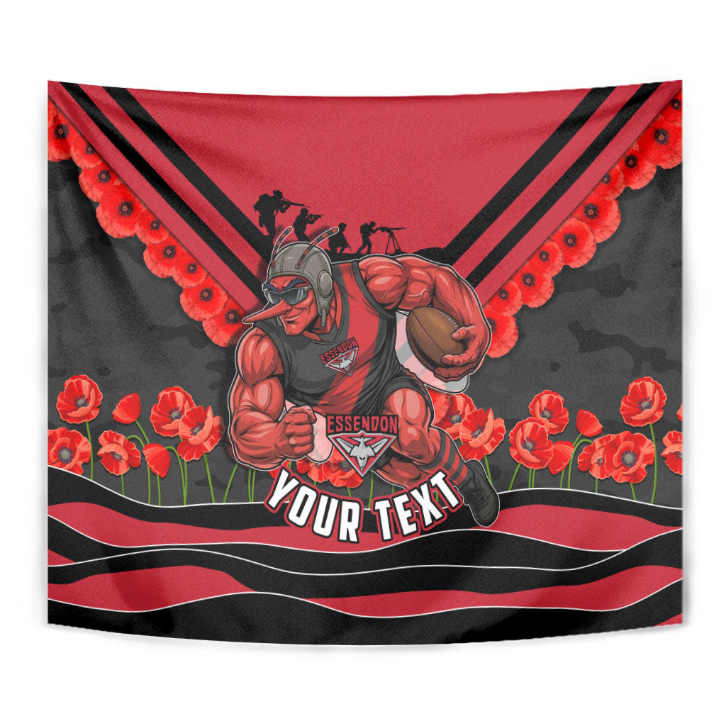 Personalised Essendon Bombers ANZAC Tapestry Military Remembrance Australian Football Mascot Camouflage