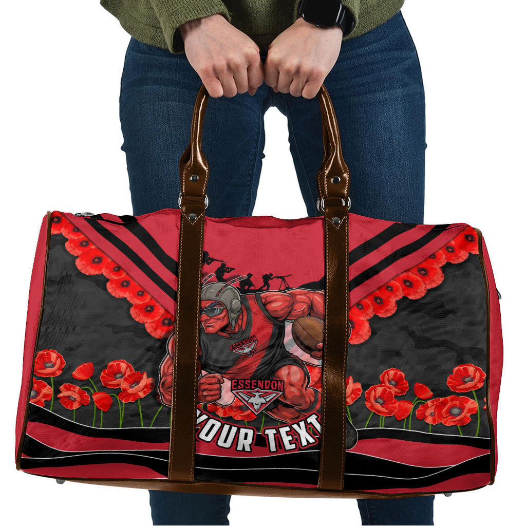 Personalised Essendon Bombers ANZAC Travel Bag Military Remembrance Australian Football Mascot Camouflage