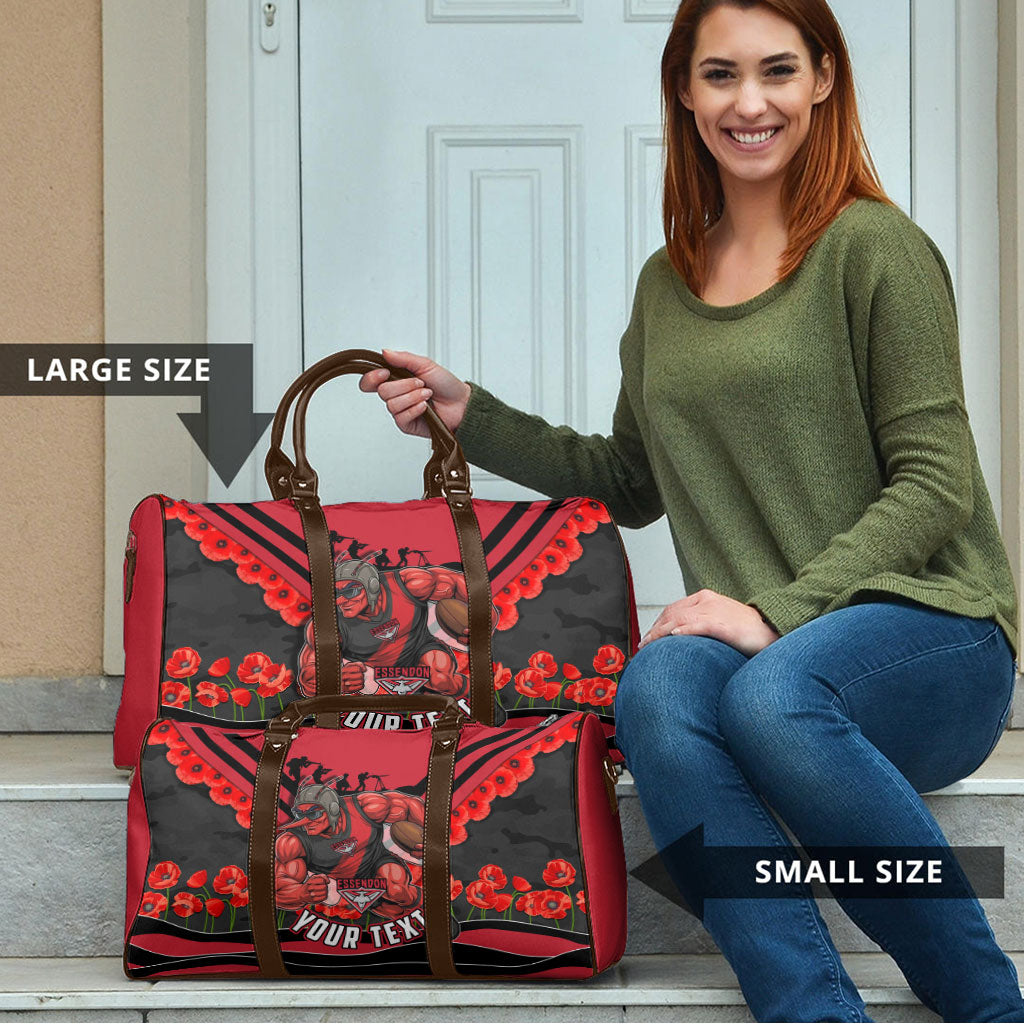 Personalised Essendon Bombers ANZAC Travel Bag Military Remembrance Australian Football Mascot Camouflage