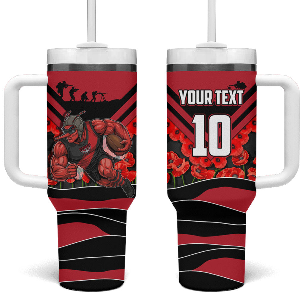 Personalised Essendon Bombers ANZAC Tumbler With Handle Military Remembrance Australian Football Mascot Camouflage