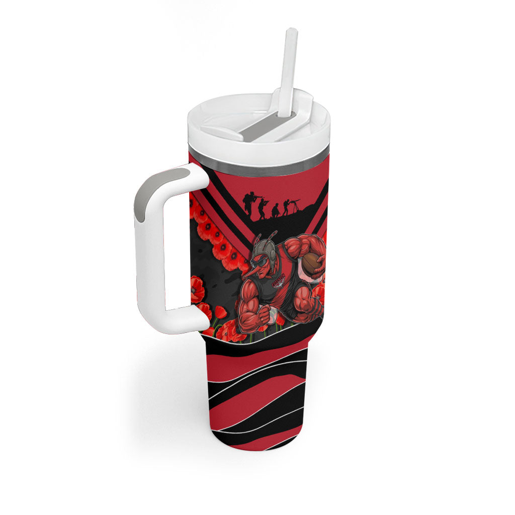 Personalised Essendon Bombers ANZAC Tumbler With Handle Military Remembrance Australian Football Mascot Camouflage
