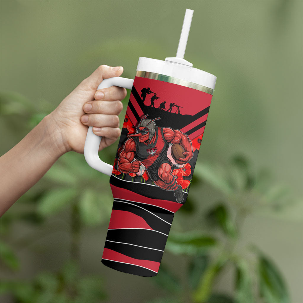 Personalised Essendon Bombers ANZAC Tumbler With Handle Military Remembrance Australian Football Mascot Camouflage