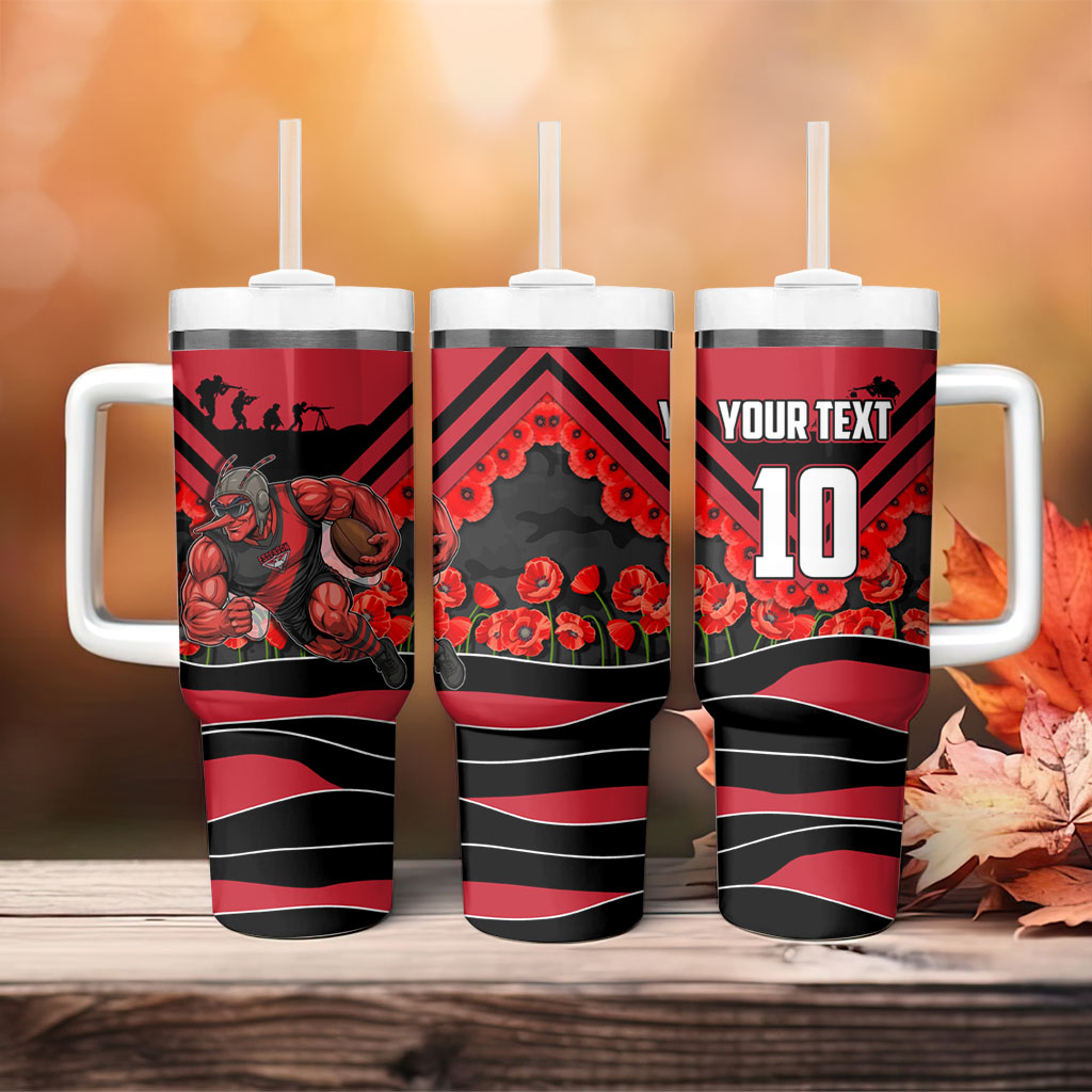 Personalised Essendon Bombers ANZAC Tumbler With Handle Military Remembrance Australian Football Mascot Camouflage