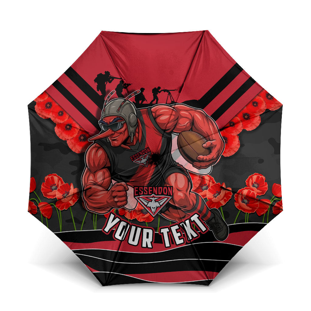 Personalised Essendon Bombers ANZAC Umbrella Military Remembrance Australian Football Mascot Camouflage