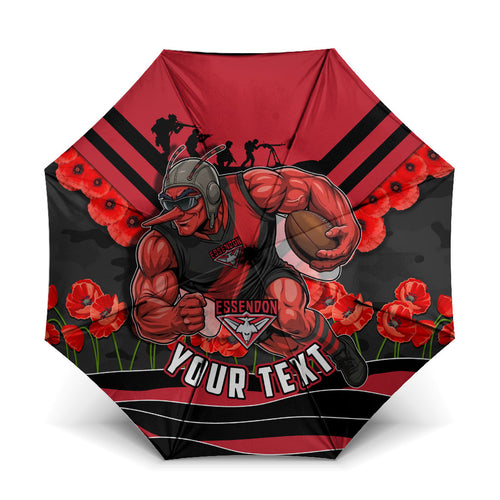Personalised Essendon Bombers ANZAC Umbrella Military Remembrance Australian Football Mascot Camouflage