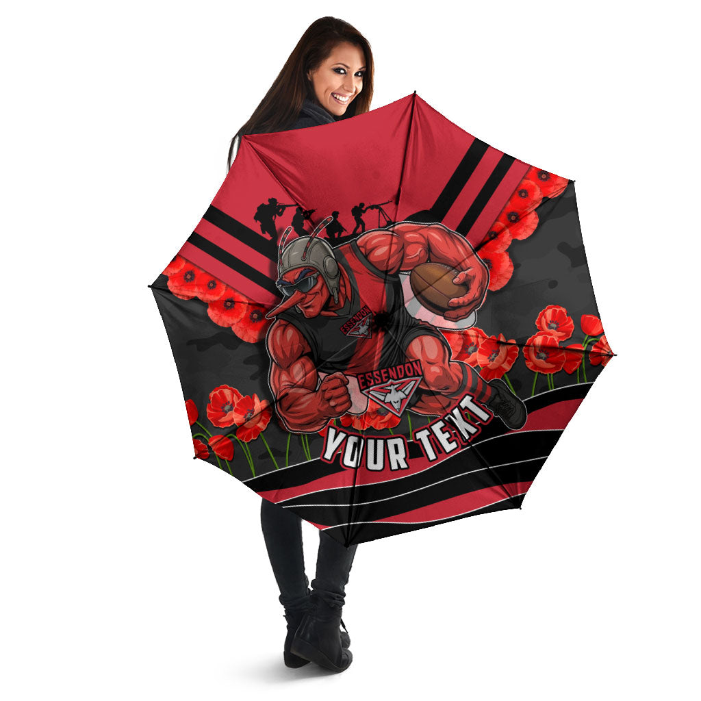 Personalised Essendon Bombers ANZAC Umbrella Military Remembrance Australian Football Mascot Camouflage