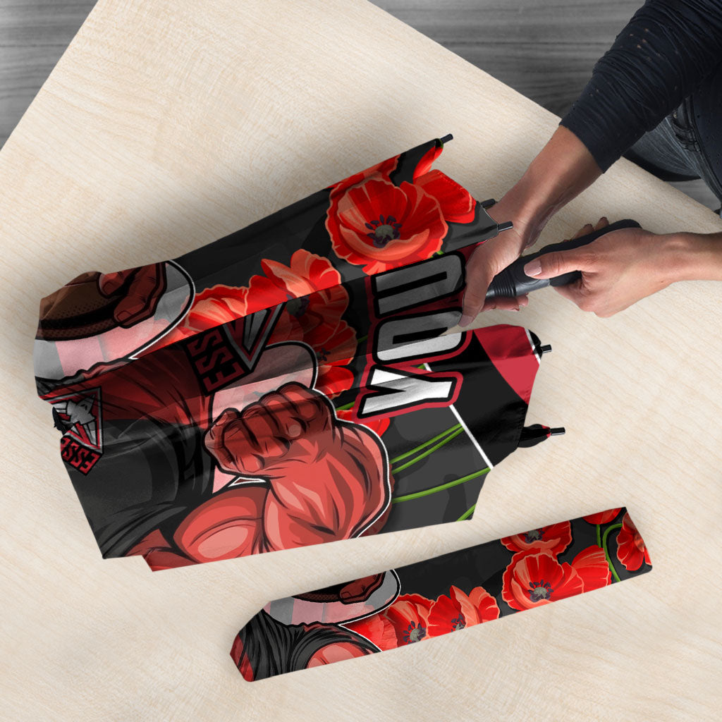 Personalised Essendon Bombers ANZAC Umbrella Military Remembrance Australian Football Mascot Camouflage