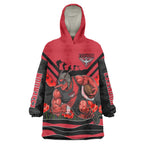Personalised Essendon Bombers ANZAC Wearable Blanket Hoodie Military Remembrance Australian Football Mascot Camouflage