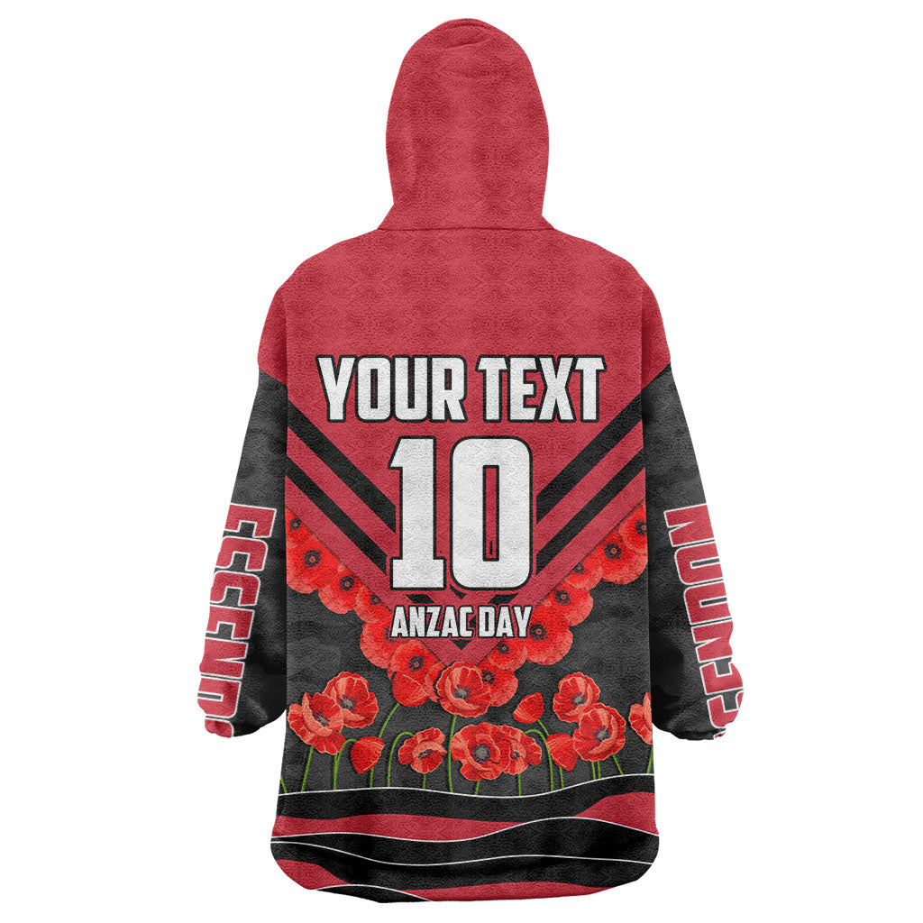 Personalised Essendon Bombers ANZAC Wearable Blanket Hoodie Military Remembrance Australian Football Mascot Camouflage