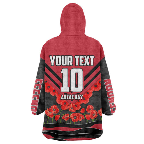 Personalised Essendon Bombers ANZAC Wearable Blanket Hoodie Military Remembrance Australian Football Mascot Camouflage