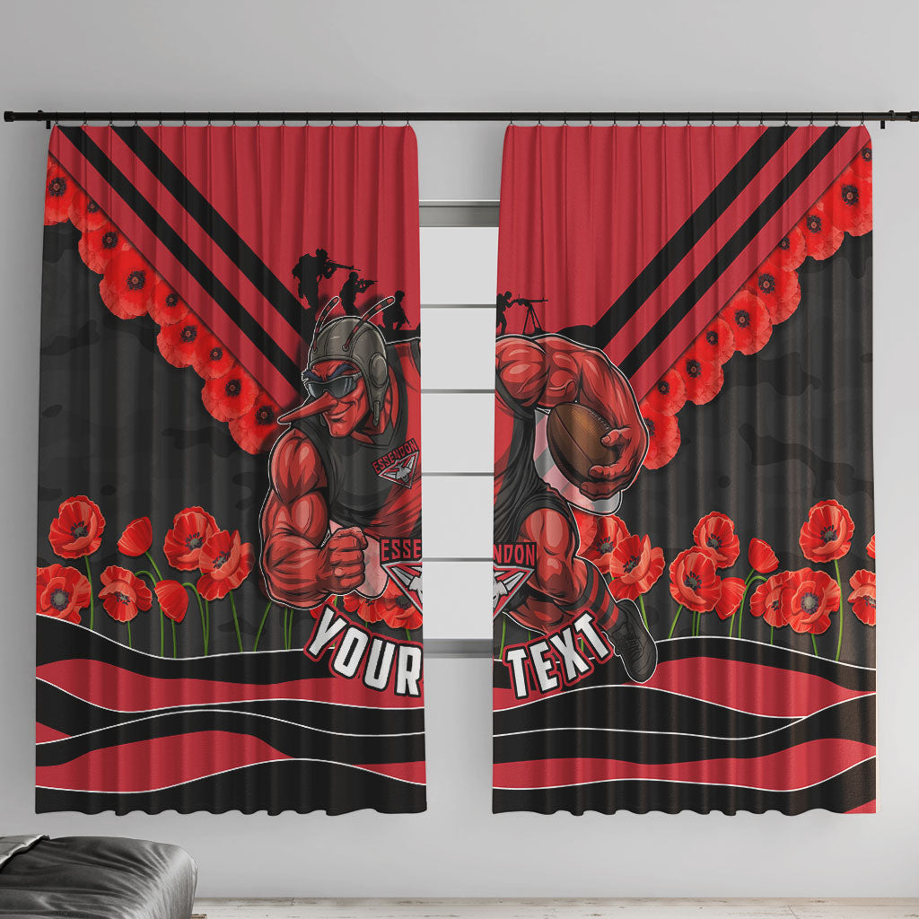 Personalised Essendon Bombers ANZAC Window Curtain Military Remembrance Australian Football Mascot Camouflage