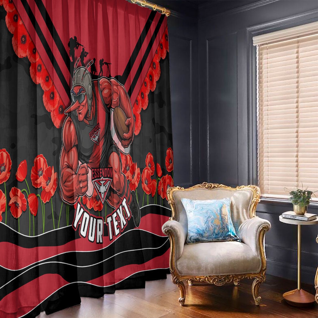 Personalised Essendon Bombers ANZAC Window Curtain Military Remembrance Australian Football Mascot Camouflage
