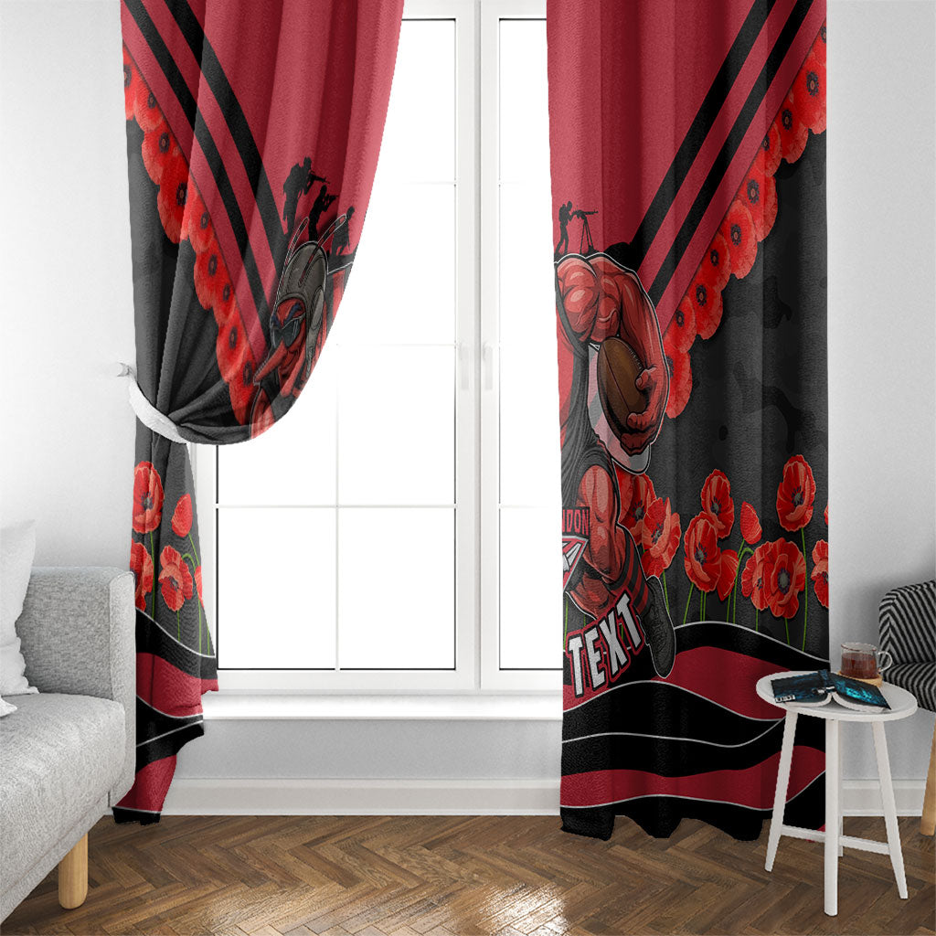 Personalised Essendon Bombers ANZAC Window Curtain Military Remembrance Australian Football Mascot Camouflage