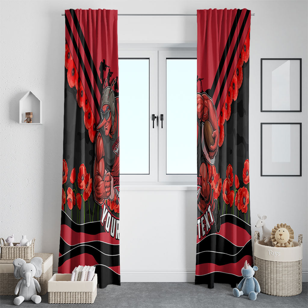 Personalised Essendon Bombers ANZAC Window Curtain Military Remembrance Australian Football Mascot Camouflage