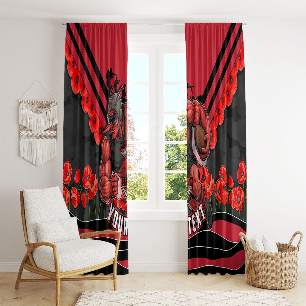 Personalised Essendon Bombers ANZAC Window Curtain Military Remembrance Australian Football Mascot Camouflage
