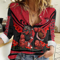 Personalised Essendon Bombers ANZAC Women Casual Shirt Military Remembrance Australian Football Mascot Camouflage