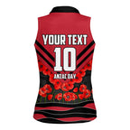 Personalised Essendon Bombers ANZAC Women Sleeveless Polo Shirt Military Remembrance Australian Football Mascot Camouflage