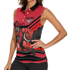 Personalised Essendon Bombers ANZAC Women Sleeveless Polo Shirt Military Remembrance Australian Football Mascot Camouflage
