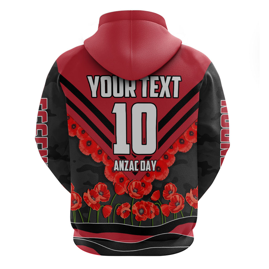 Personalised Essendon Bombers ANZAC Zip Hoodie Military Remembrance Australian Football Mascot Camouflage