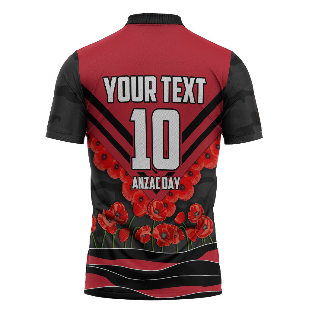 Personalised Essendon Bombers ANZAC Zipper Polo Shirt Military Remembrance Australian Football Mascot Camouflage