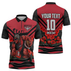 Personalised Essendon Bombers ANZAC Zipper Polo Shirt Military Remembrance Australian Football Mascot Camouflage