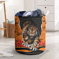 Personalized Wests Tigers ANZAC Tribute Laundry Basket Poppy Field Soldier Silhouette Aboriginal Rugby Mascot