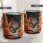 Personalized Wests Tigers ANZAC Tribute Laundry Basket Poppy Field Soldier Silhouette Aboriginal Rugby Mascot