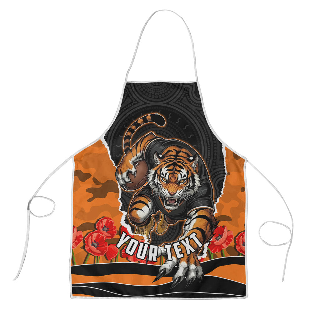 Personalized Wests Tigers ANZAC Tribute Apron Poppy Field Soldier Silhouette Aboriginal Rugby Mascot