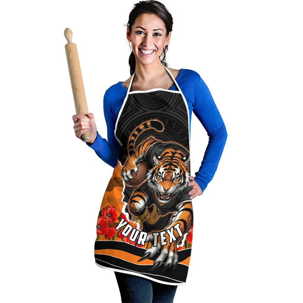 Personalized Wests Tigers ANZAC Tribute Apron Poppy Field Soldier Silhouette Aboriginal Rugby Mascot