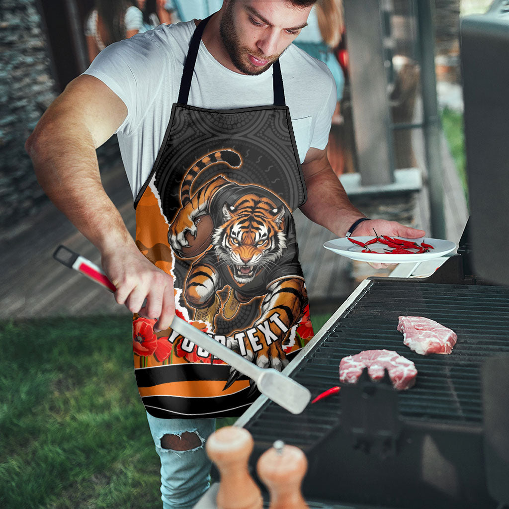 Personalized Wests Tigers ANZAC Tribute Apron Poppy Field Soldier Silhouette Aboriginal Rugby Mascot