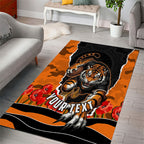 Personalized Wests Tigers ANZAC Tribute Area Rug Poppy Field Soldier Silhouette Aboriginal Rugby Mascot