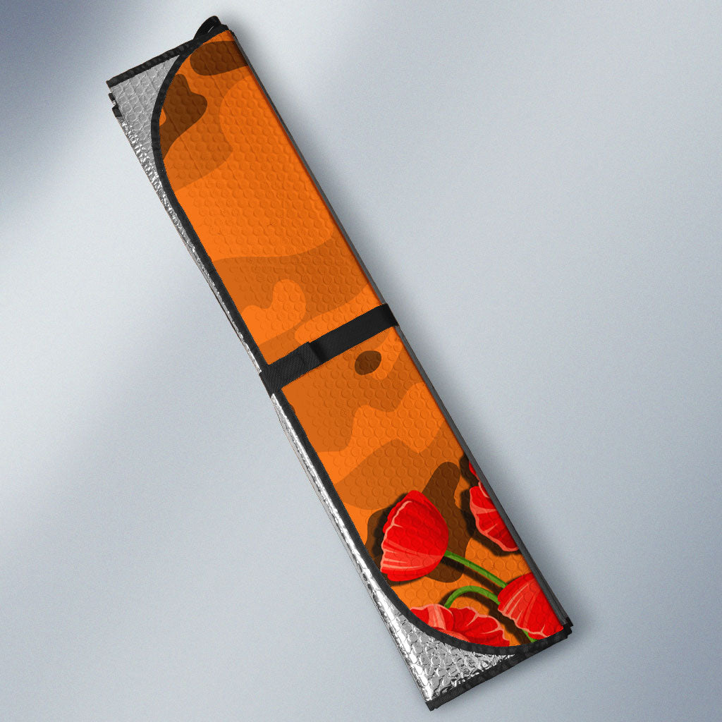Personalized Wests Tigers ANZAC Tribute Auto Sun Shade Poppy Field Soldier Silhouette Aboriginal Rugby Mascot