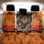Personalized Wests Tigers ANZAC Tribute Back Car Seat Cover Poppy Field Soldier Silhouette Aboriginal Rugby Mascot