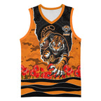 Personalized Wests Tigers ANZAC Tribute Basketball Jersey Poppy Field Soldier Silhouette Aboriginal Rugby Mascot